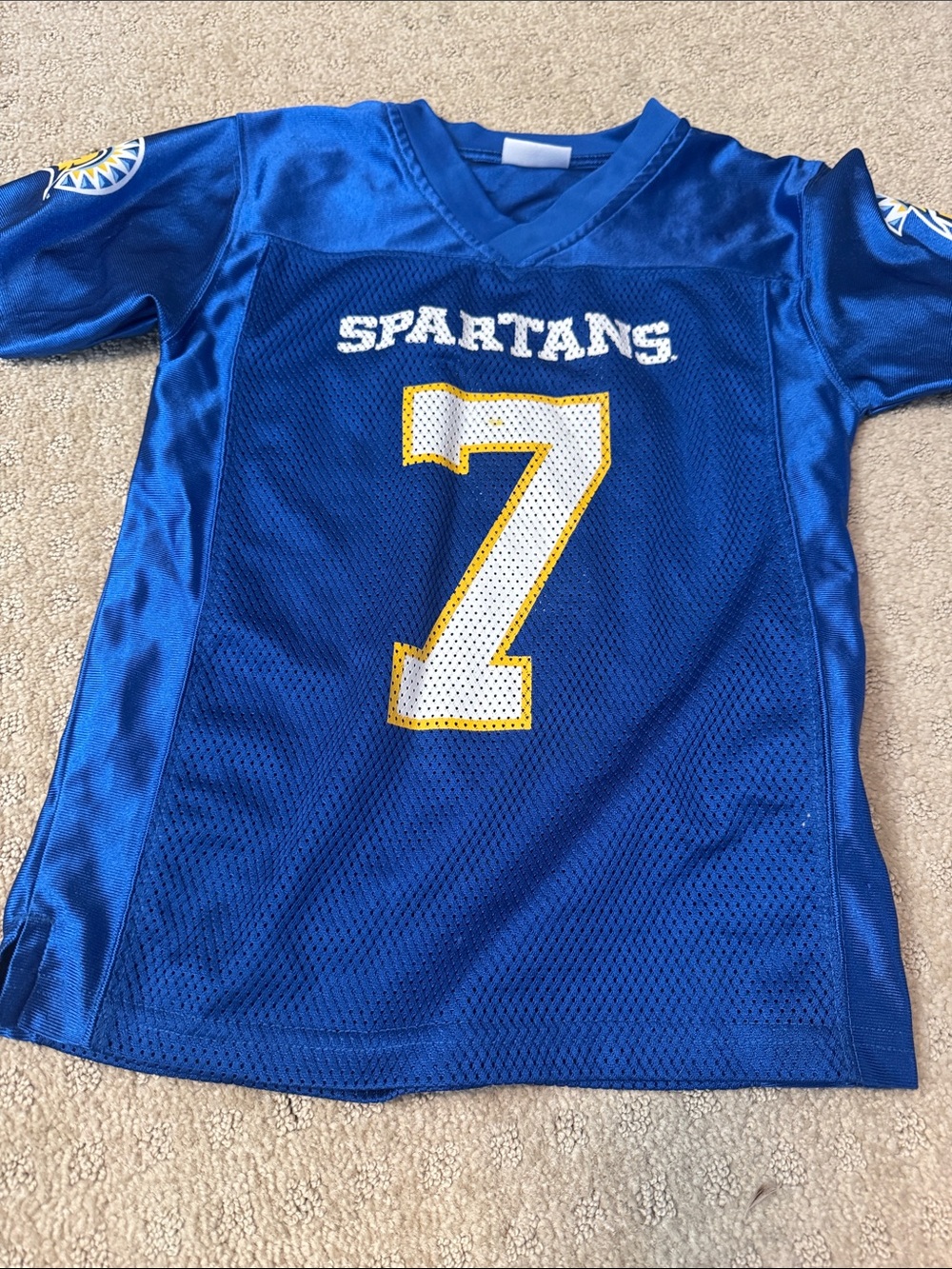 San Jose Spartans Youth Blue Number 7 Football Jersey